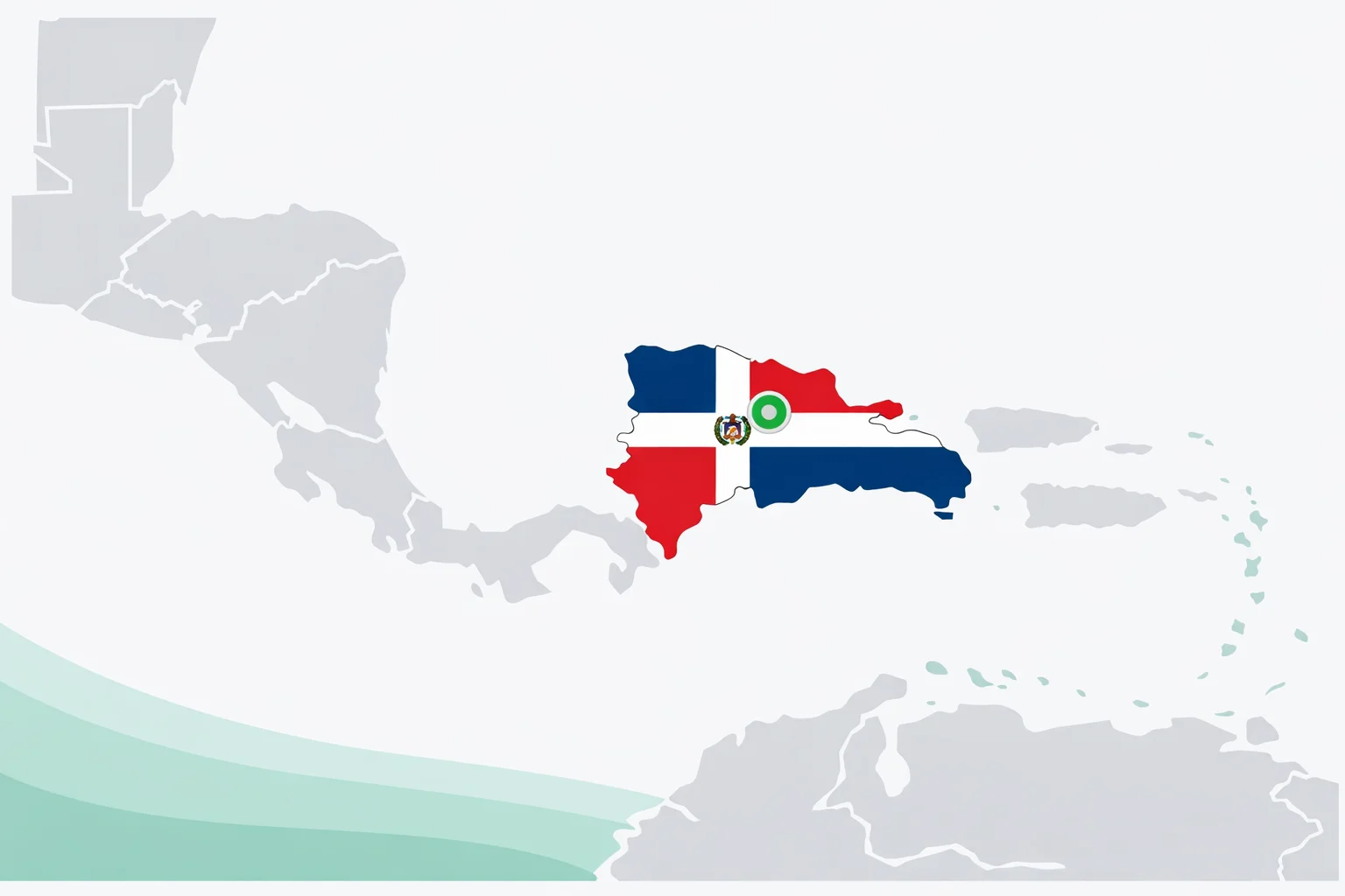 Interactive blank map of Central America and the Caribbean showing country identification challenge