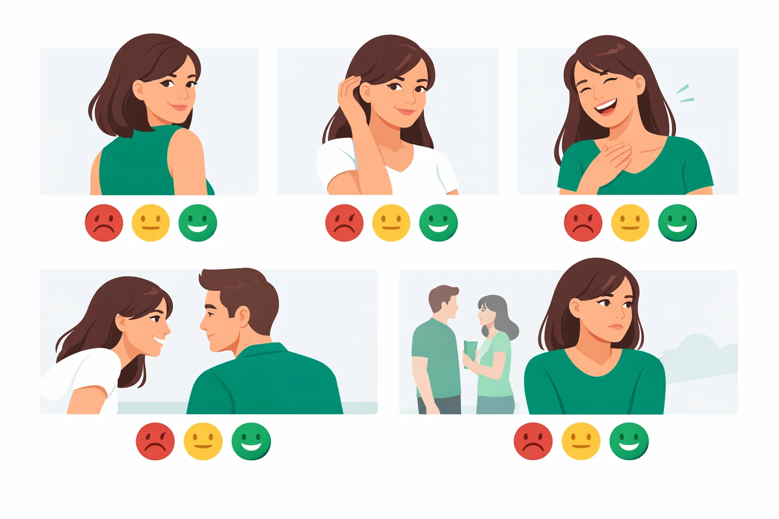 Female courtship signals that reveal romantic interest, from the over-the-shoulder glance to leaning in