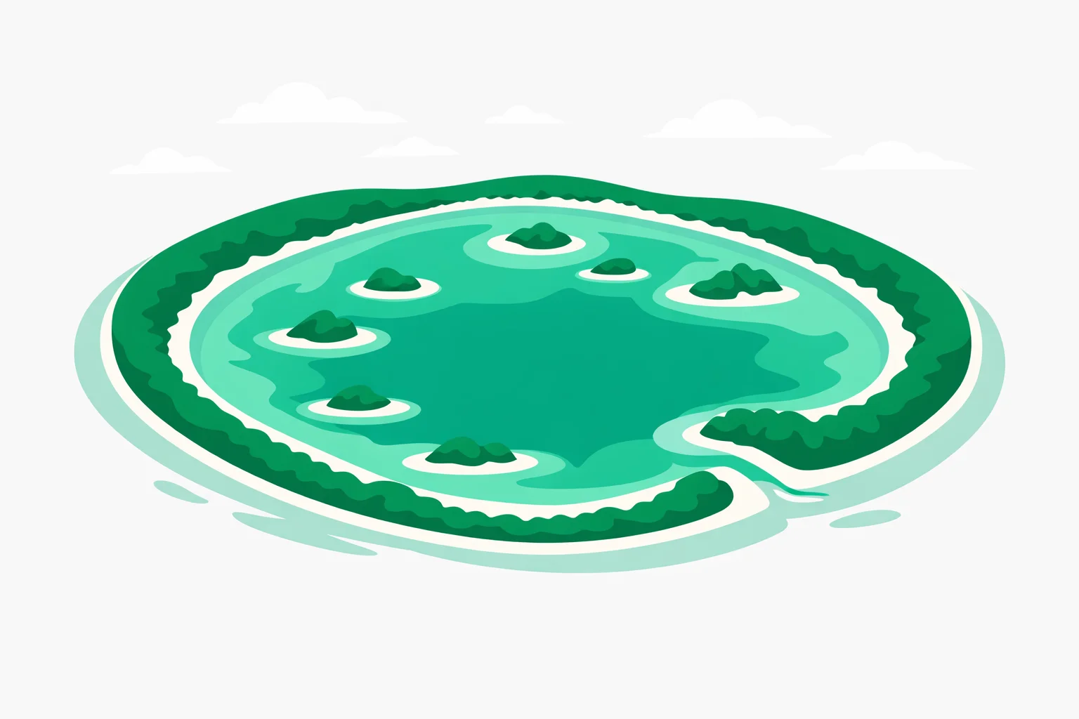 Aerial view of a coral atoll and turquoise lagoon representing Oceania's island nations