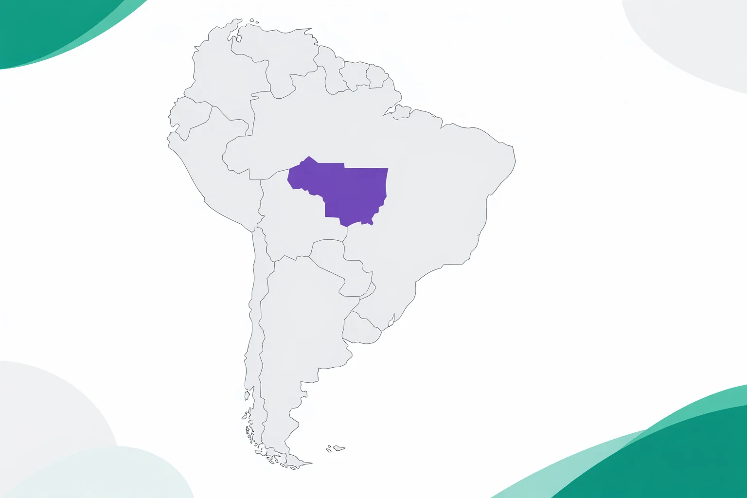 Interactive blank South America map quiz showing country identification challenge