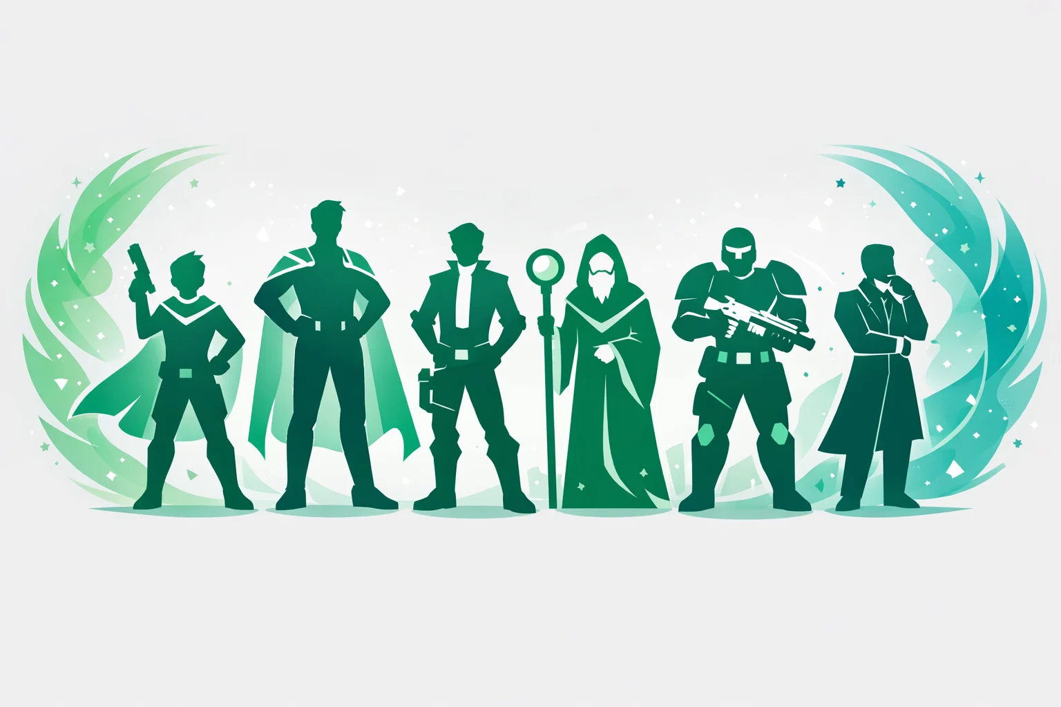 Star Wars character silhouettes representing different personality archetypes β heroes, sages, rebels, and strategists against a galactic backdrop