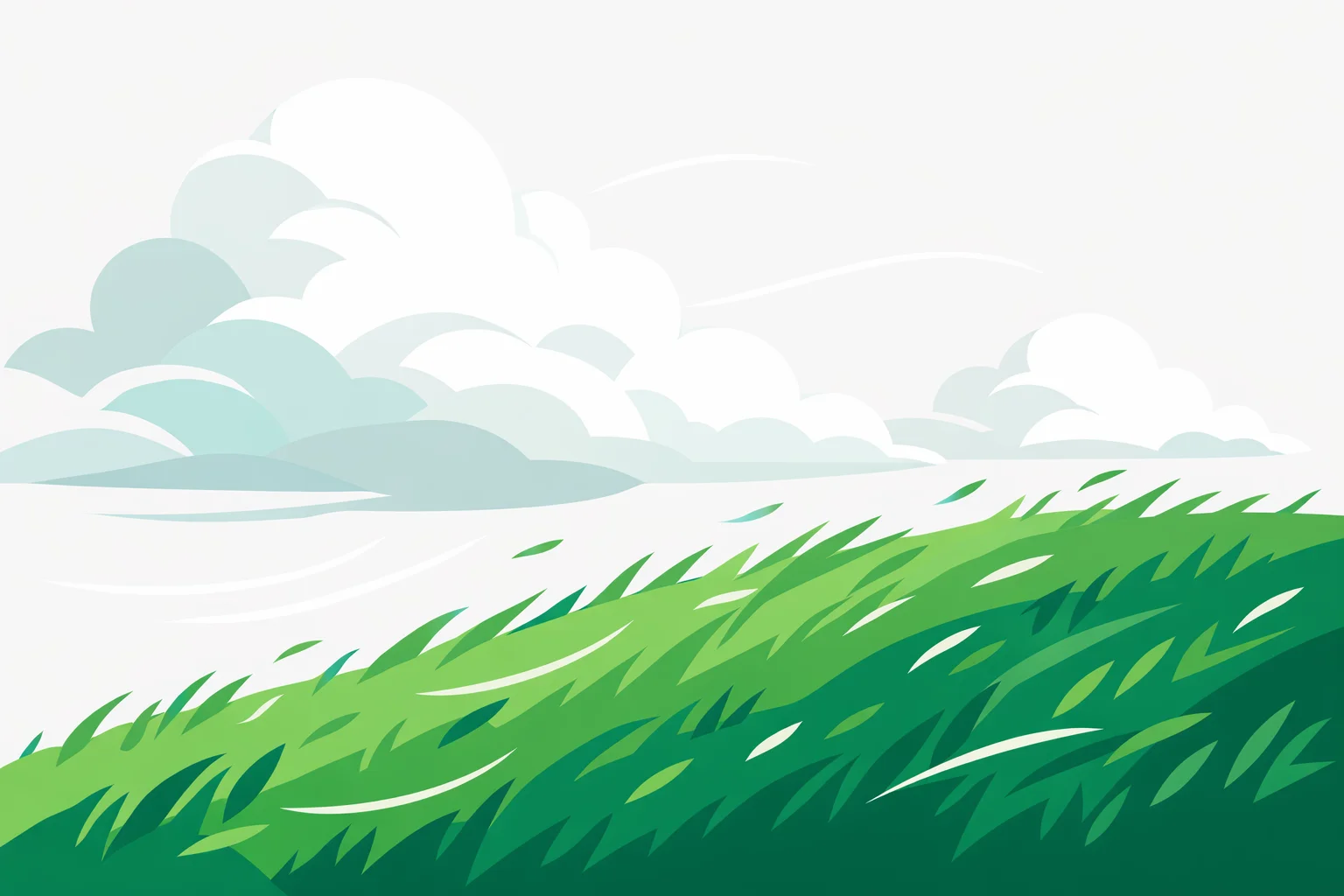 Wind moving through a grassy hillside beneath tall summer clouds, the recurring Studio Ghibli landscape